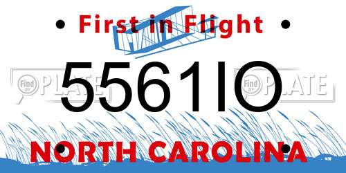 5561IO North Carolina License Plate