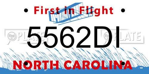 5562DI North Carolina License Plate
