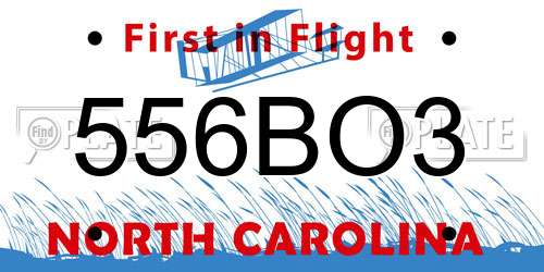 556BO3 North Carolina License Plate