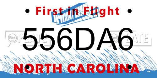 556DA6 North Carolina License Plate