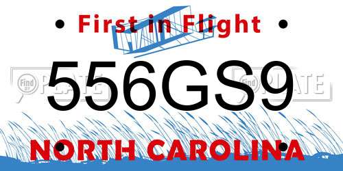 556GS9 North Carolina License Plate
