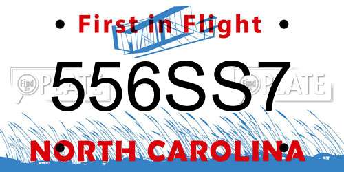 556SS7 North Carolina License Plate