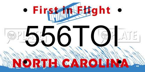 556TOI North Carolina License Plate
