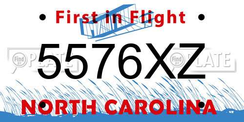5576XZ North Carolina License Plate