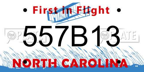 557B13 North Carolina License Plate