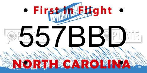 557BBD North Carolina License Plate