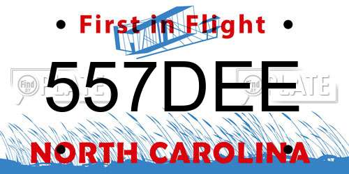 557DEE North Carolina License Plate