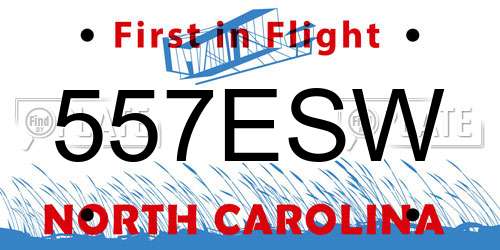 557ESW North Carolina License Plate