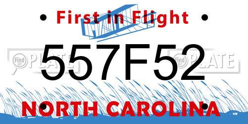 557F52 North Carolina License Plate