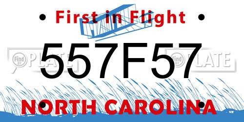 557F57 North Carolina License Plate