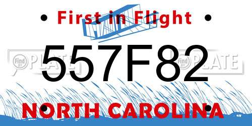 557F82 North Carolina License Plate