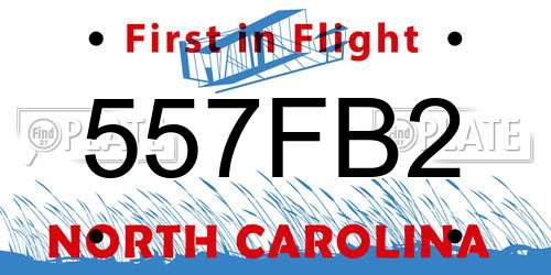 557FB2 North Carolina License Plate