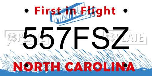 557FSZ North Carolina License Plate