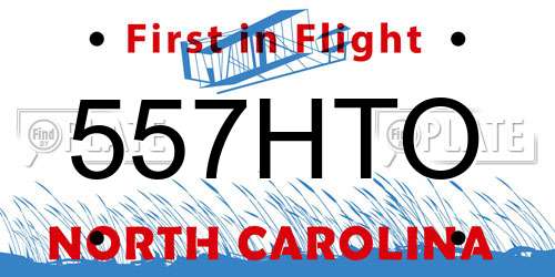 557HTO North Carolina License Plate