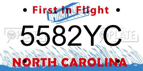 5582YC North Carolina License Plate