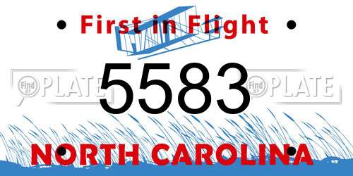 5583 North Carolina License Plate