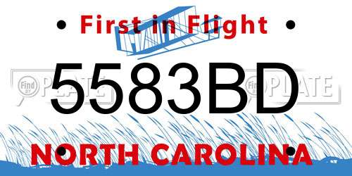 5583BD North Carolina License Plate
