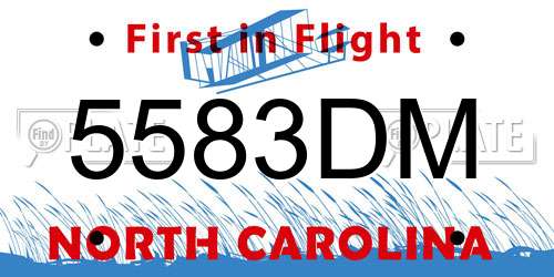 5583DM North Carolina License Plate