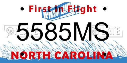 5585MS North Carolina License Plate