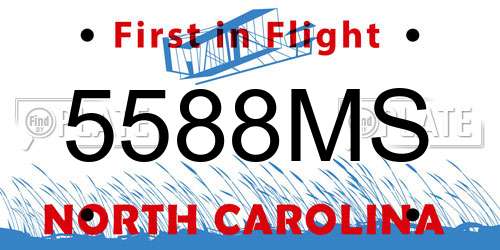 5588MS North Carolina License Plate