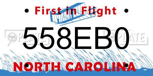 558EB0 North Carolina License Plate