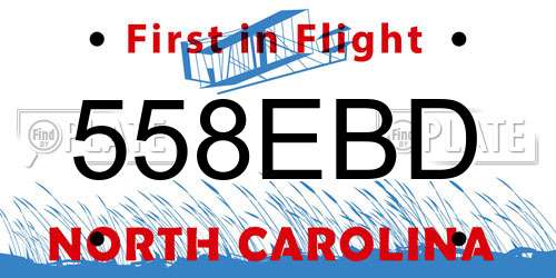 558EBD North Carolina License Plate