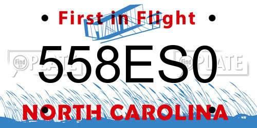 558ES0 North Carolina License Plate