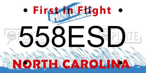 558ESD North Carolina License Plate