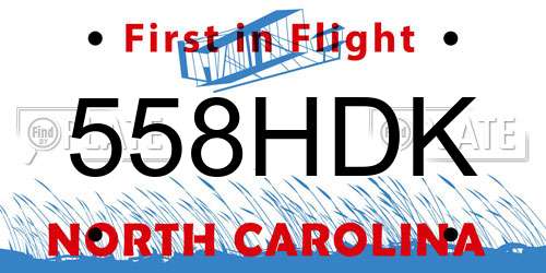 558HDK North Carolina License Plate