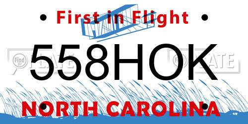 558HOK North Carolina License Plate