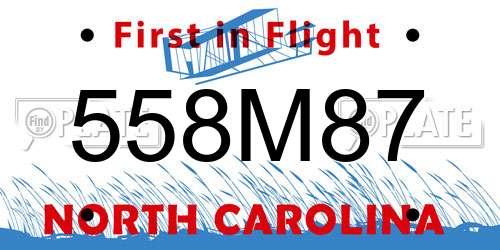 558M87 North Carolina License Plate