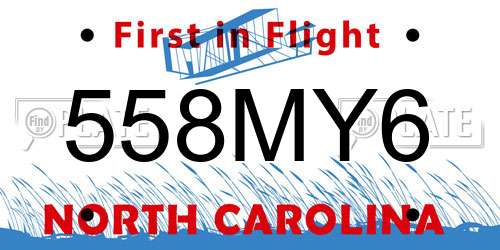 558MY6 North Carolina License Plate