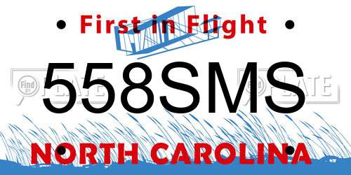 558SMS North Carolina License Plate