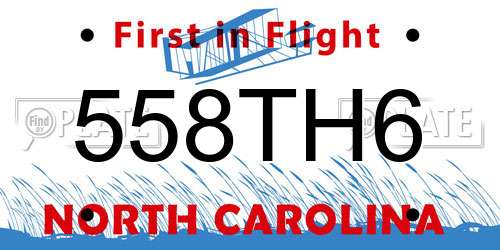 558TH6 North Carolina License Plate