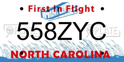 558ZYC North Carolina License Plate