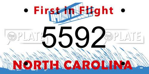 5592 North Carolina License Plate