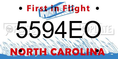 5594EO North Carolina License Plate