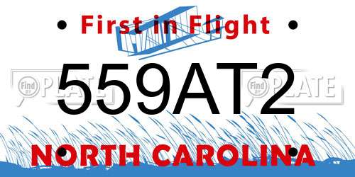 559AT2 North Carolina License Plate