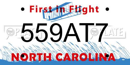 559AT7 North Carolina License Plate