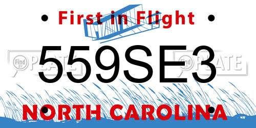 559SE3 North Carolina License Plate
