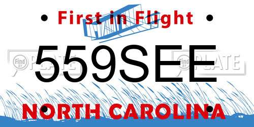 559SEE North Carolina License Plate