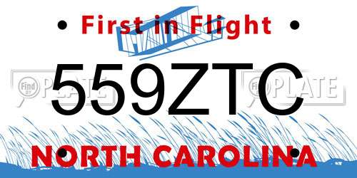 559ZTC North Carolina License Plate