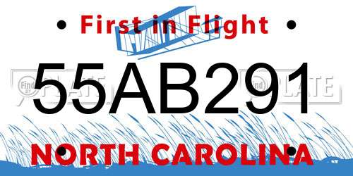 55AB291 North Carolina License Plate