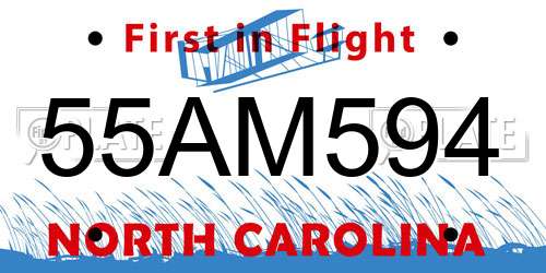 55AM594 North Carolina License Plate