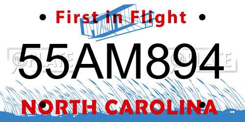 55AM894 North Carolina License Plate
