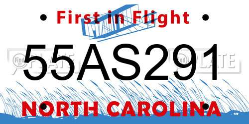 55AS291 North Carolina License Plate