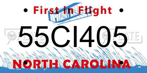 55CI405 North Carolina License Plate