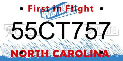 55CT757 North Carolina License Plate