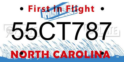 55CT787 North Carolina License Plate