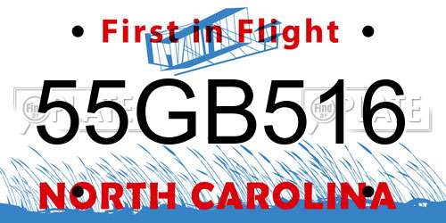55GB516 North Carolina License Plate